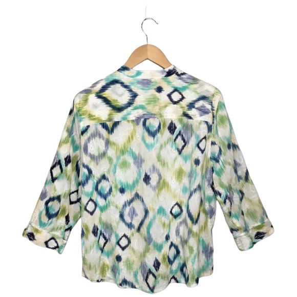 Alfred Dunner Vintage Abstract 3/4 Sleeve Button Down Shoulder Pads 18 Plus - Picture 3 of 9